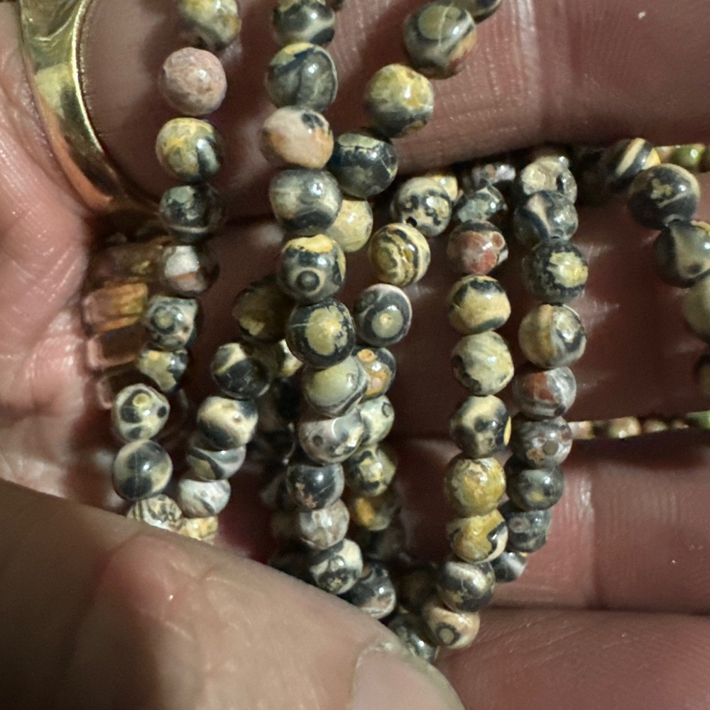3pc - New old stock vintage 4mm picture jasper beads/ necklace 30”-32” - Taiwan